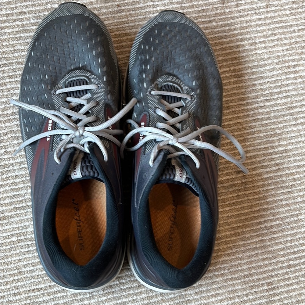 Brooks Gray and Red Athletic Shoes for Performance
